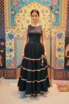 Black Festive Tiered Lehenga with Colorful Embellished Borders