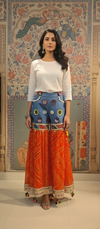 Bandhani Fusion Palazzo Pants with Mirror Work & Pompom Hand Embroidery
