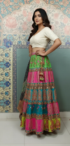 Multi-Color Patchwork Layered Skirt