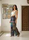 Black Dazzle Patchwork Boho Pants for Women – Comfortable, Stylish & Trendy Wide-Leg Fit