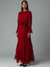 Crimson Flow – Soft Chiffon Flare Dress