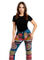 Multicolor Bohemian Embroidered Denim Pants with Mirror & Patchwork Detailing