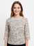 Elegant Blush Floral Cotton Top with 3/4 Sleeves - Soft & Stylish Everyday Wear