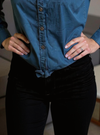 Boho Fusion Embroidered Denim Shirt – Tie Knot Style