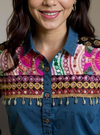 Boho Fusion Embroidered Denim Shirt – Tie Knot Style