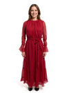 Crimson Flow – Soft Chiffon Flare Dress