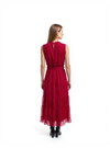 Crimson Flow – Soft Chiffon Flare Dress