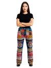 Multicolor Bohemian Embroidered Denim Pants with Mirror & Patchwork Detailing