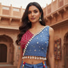 Mirror Work Crop Top with Bandhani Palazzo Set