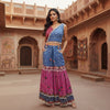 Mirror Work Crop Top with Bandhani Palazzo Set