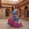 Mirror Work Crop Top with Bandhani Palazzo Set