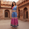 Mirror Work Crop Top with Bandhani Palazzo Set