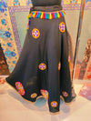 Black Mirror Work Lehenga with Colorful Tassel Belt