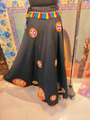 Black Mirror Work Lehenga with Colorful Tassel Belt