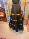 Black Festive Tiered Lehenga with Colorful Embellished Borders