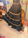 Black Festive Tiered Lehenga with Colorful Embellished Borders