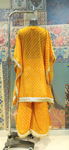 Orange Bandhej Co-ord Set with Sequin