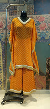 Orange Bandhej Co-ord Set with Sequin
