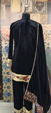 Luxury Black Velvet Kurta Set with Embroidered Dupatta – Festive & Wedding Collection