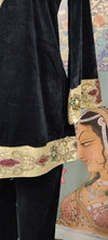 Luxury Black Velvet Kurta Set with Embroidered Dupatta – Festive & Wedding Collection
