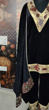Luxury Black Velvet Kurta Set with Embroidered Dupatta – Festive & Wedding Collection