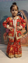 Festive Pink Phulkari Embroidered Kurta & Sharara Set for Girls