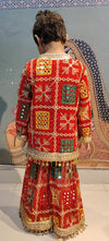 Festive Pink Phulkari Embroidered Kurta & Sharara Set for Girls