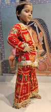 Festive Pink Phulkari Embroidered Kurta & Sharara Set for Girls