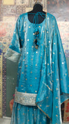 Sky Blue Zari Dot Kurta Palazzo Set with Dupatta