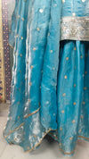 Sky Blue Zari Dot Kurta Palazzo Set with Dupatta
