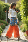 Bandhani Fusion Palazzo Pants with Mirror Work & Pompom Hand Embroidery - Rajni Collection