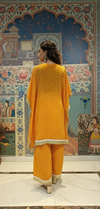 Orange Bandhej Co-ord Set with Sequin