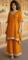 Orange Bandhej Co-ord Set with Sequin