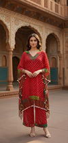 Red Bandhani Print Co-ord Set with Tassel Detailing
