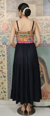 Boho Patchwork Black Maxi Dress