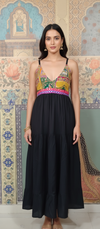 Boho Patchwork Black Maxi Dress