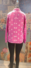 Pink Bandhani Print Shirt with Handcrafted Embellished Pocket - Rajni Collection