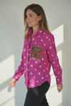 Pink Bandhani Patchwork Pocket Shirt – Handmade Boho Chic