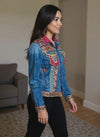 Boho Regal Hand-Embroidered Denim Jacket – Luxe Fusion Wear