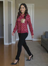 Bandhini Shirt Maroon with Golden Sequin Pocket – Festive Fusion Wear