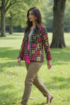 Boho Phulkari Mirror Work Kurti – Multicolor Embroidered Jacket Style