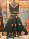 Designer Black Blouse with Mirror Work & Multicolor Tassel Fringe – Perfect for Navratri & Party Wear