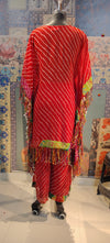 Red Bandhani Print Co-ord Set with Tassel Detailing