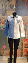 Vibrant Boho Fusion Hand-Embroidered Shirt – Mirror Work & Patch Detailing