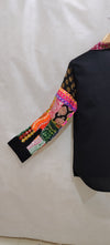 Boho Patchwork Magic Shirt – Multicolor Art on Black
