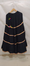 Black Festive Tiered Lehenga with Colorful Embellished Borders