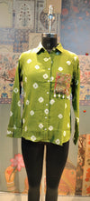 Green Man Bandhani Shirt with Embellished Pocket