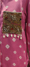 Pink Bandhani Patchwork Pocket Shirt – Handmade Boho Chic