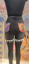 Boho Patchwork Mirror Embroidered Shorts
