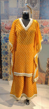 Orange Bandhej Co-ord Set with Sequin